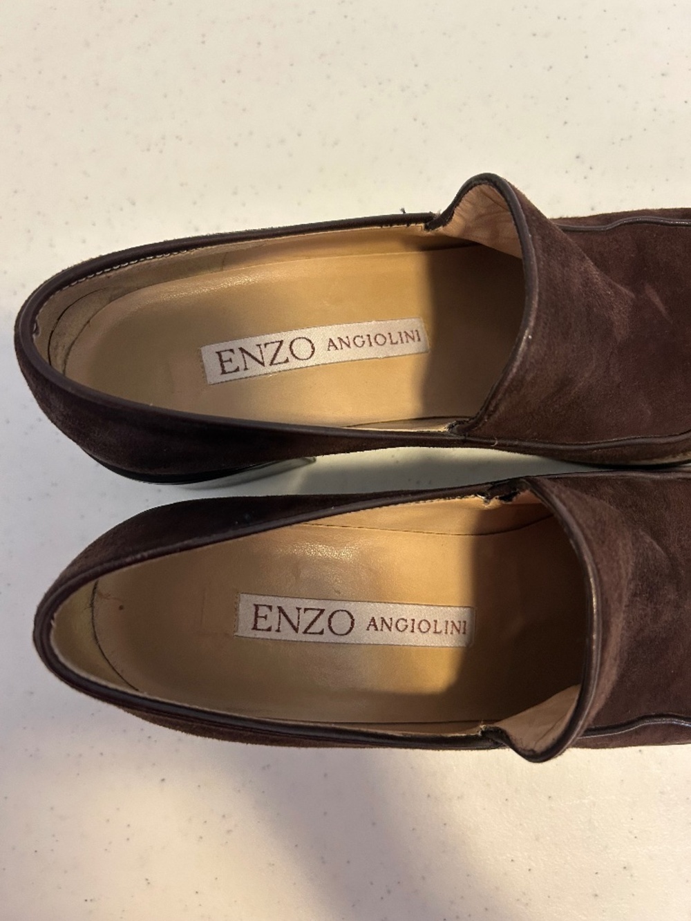 Enzo Angiolini Brown Suede Loafers – Classic Block Heel - Picture 6 of 6